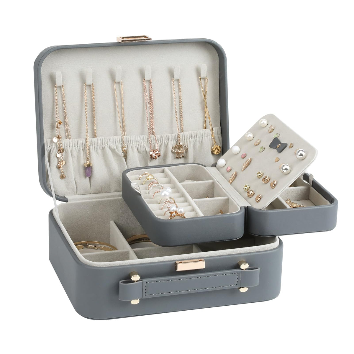 Deluxe Travel Jewelry Organizer with Handle