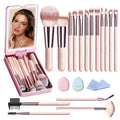LED Mirror Makeup Brush Travel Set with Storage Case